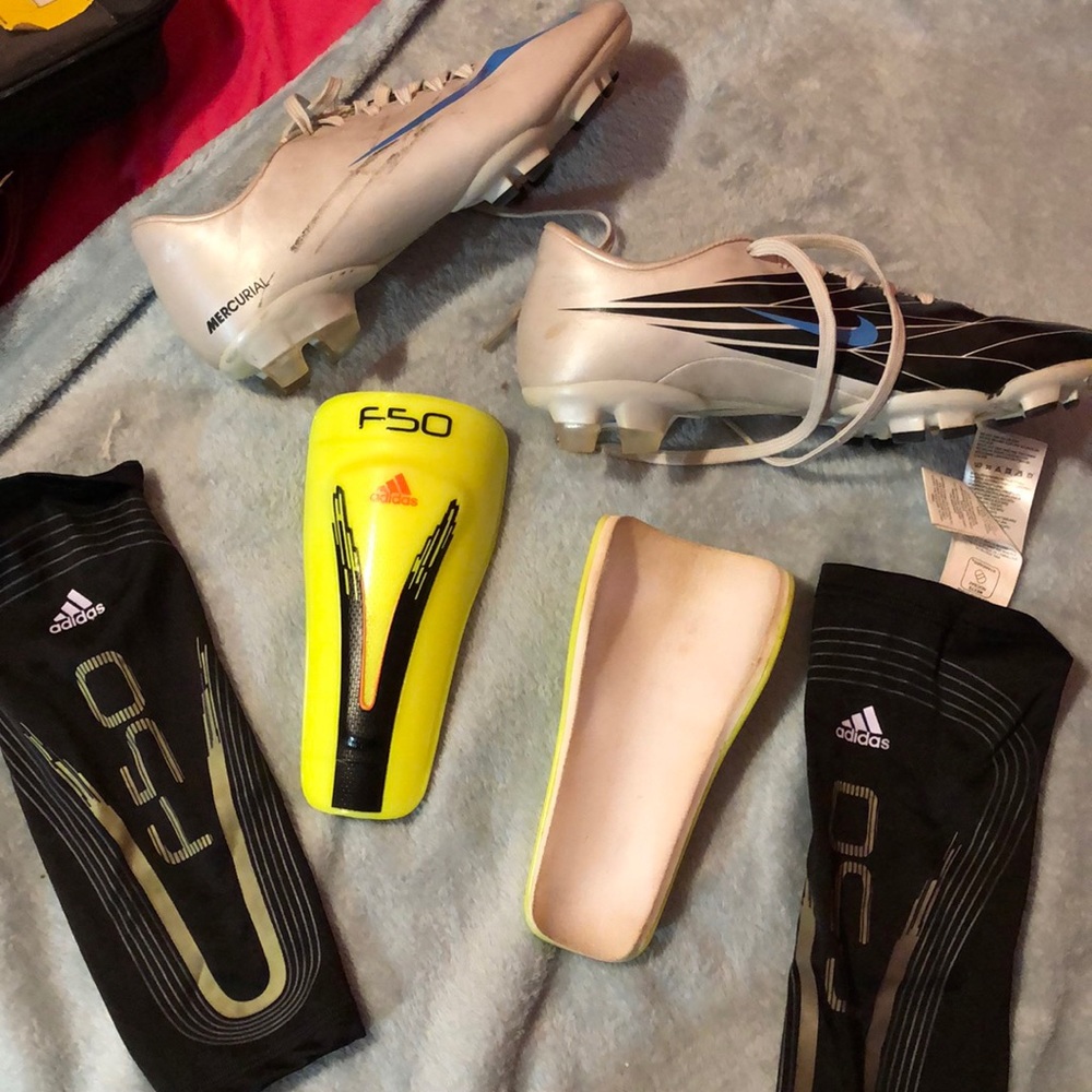 Soccer cleats and shin guards!